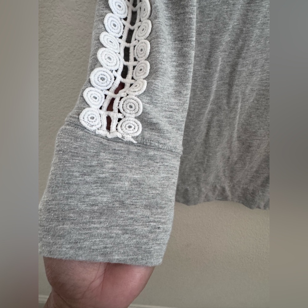 Lilly Pulitzer Skipper Solid Popover Dress Heathered Seaside Grey Lace Size XS - Picture 6 of 15
